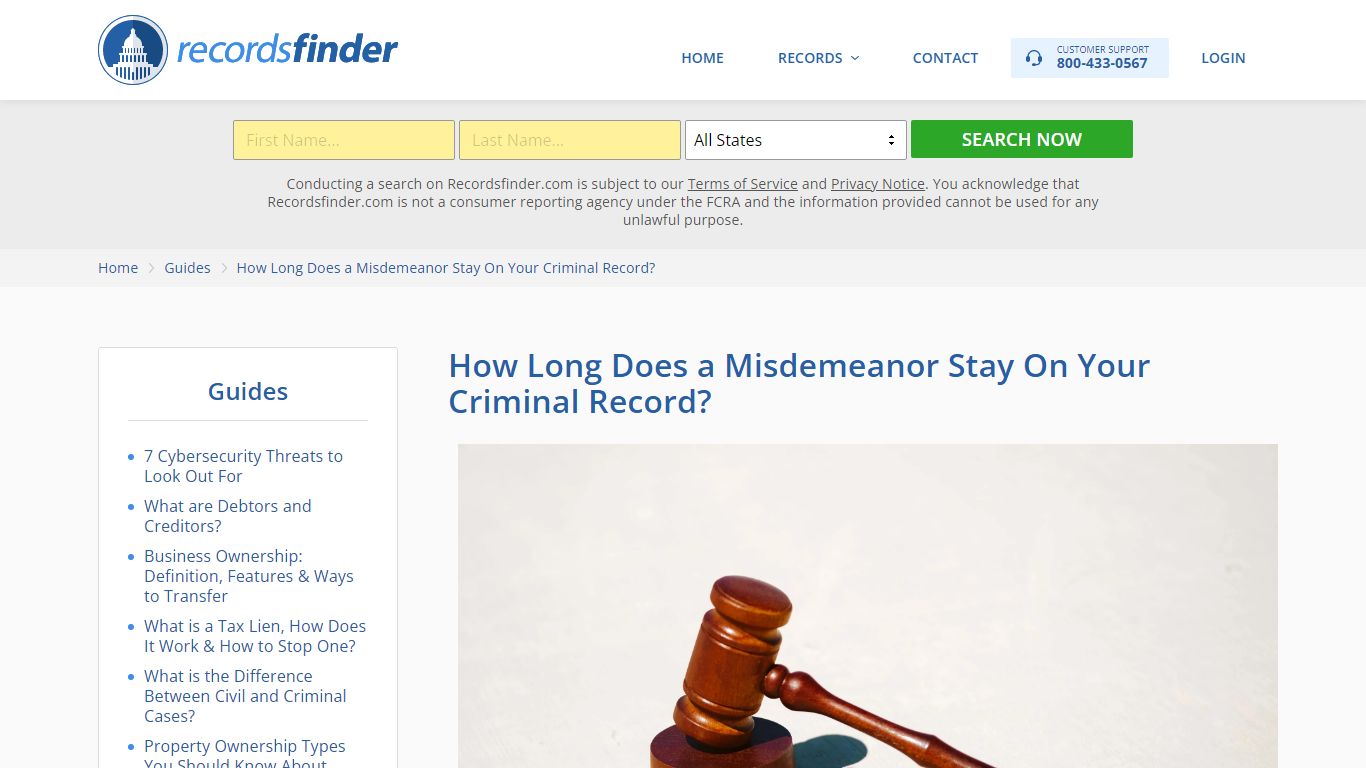 Duration of Misdemeanor On Your Record - RecordsFinder